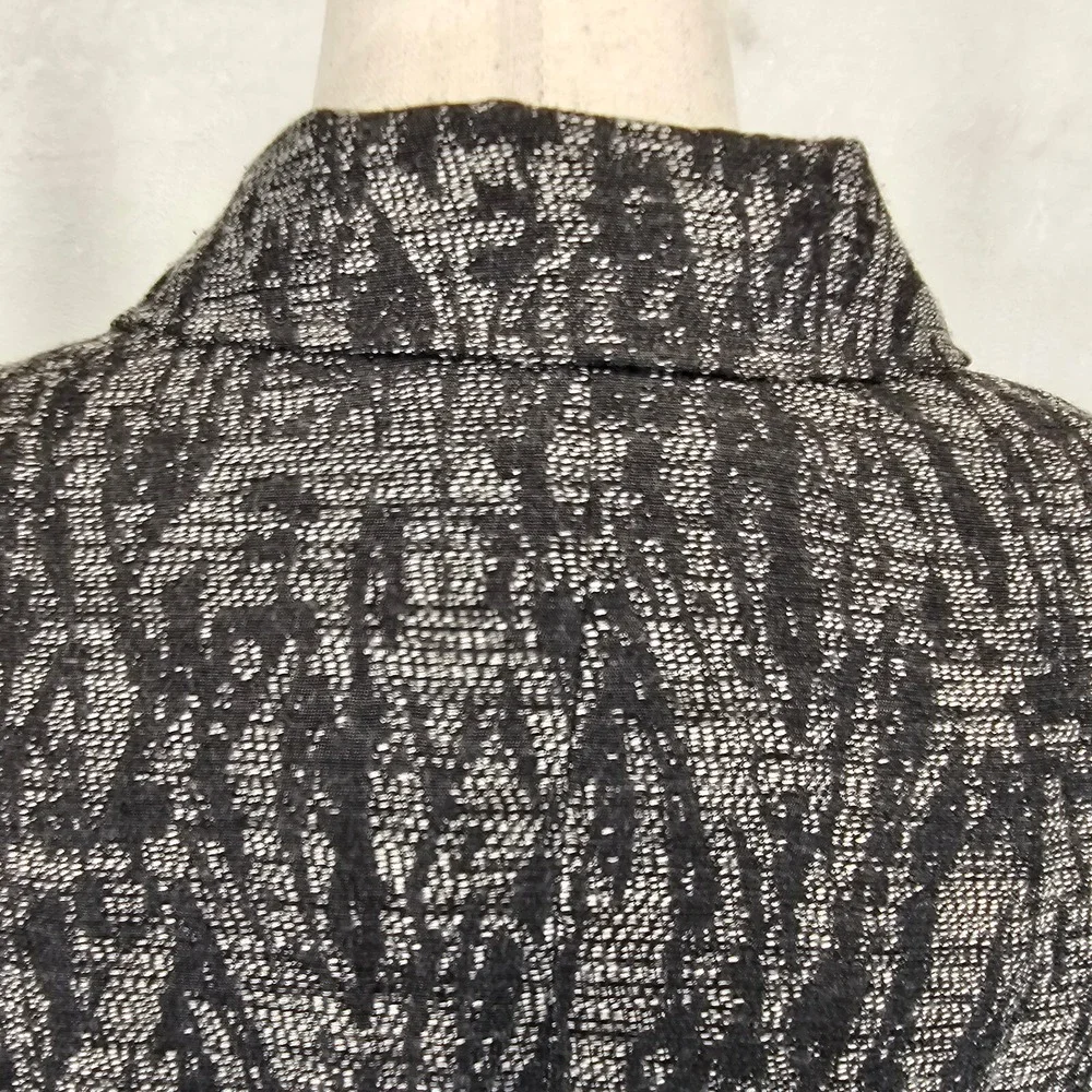 Coldwater Creek Size 12 Black Silver Floral‎ Jacket Blazer Womens Stylish Formal